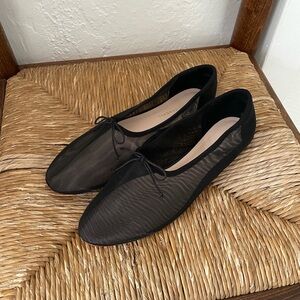 Gently used Loeffler Randall Landon black mesh ballet flat | Size 11